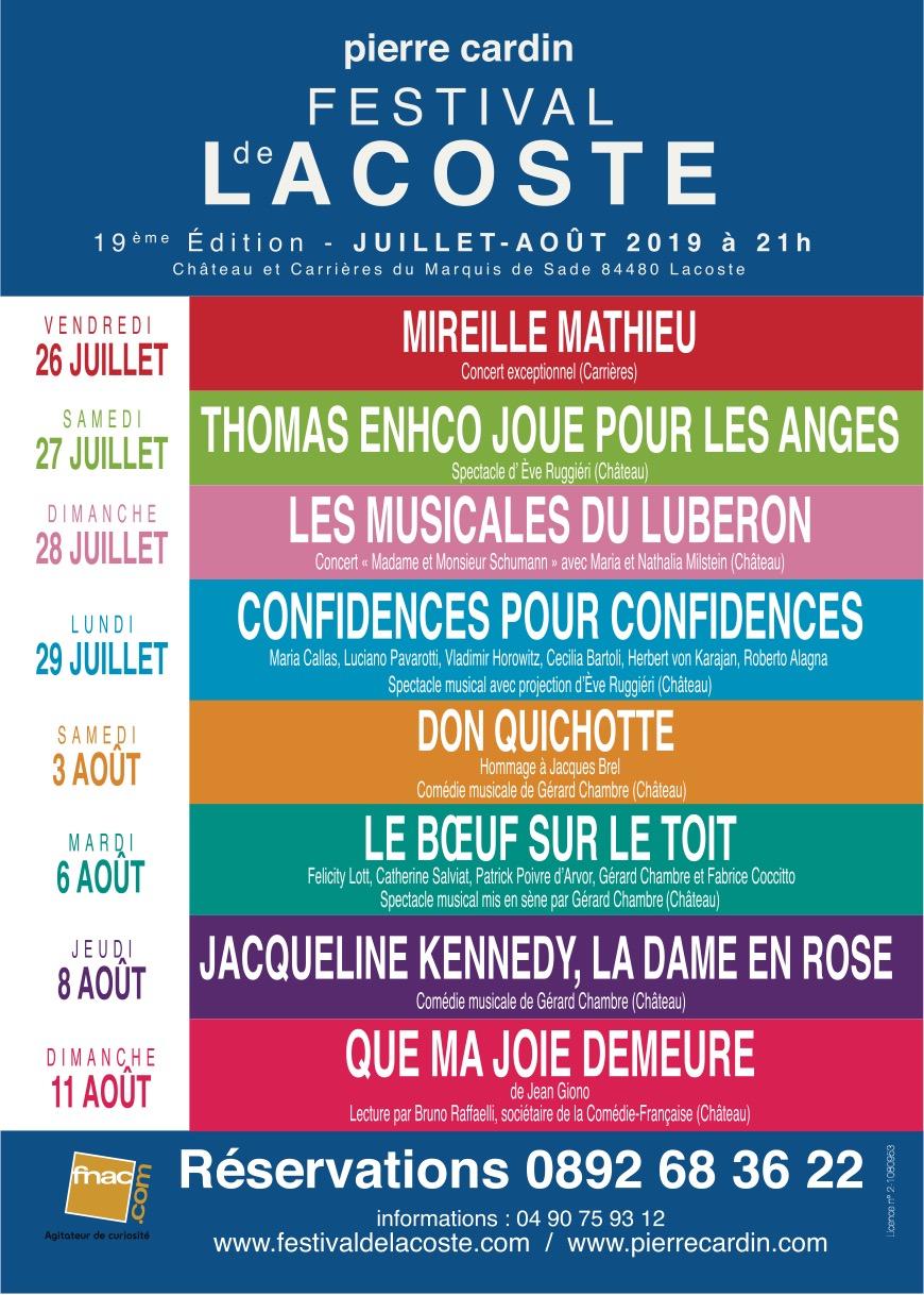 Festival Lacoste 2019 - Programmation